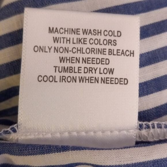 ModCloth M Top Crop Sleeveless Blue White Striped Button Up Tie Front Shirt NEW - Picture 11 of 11